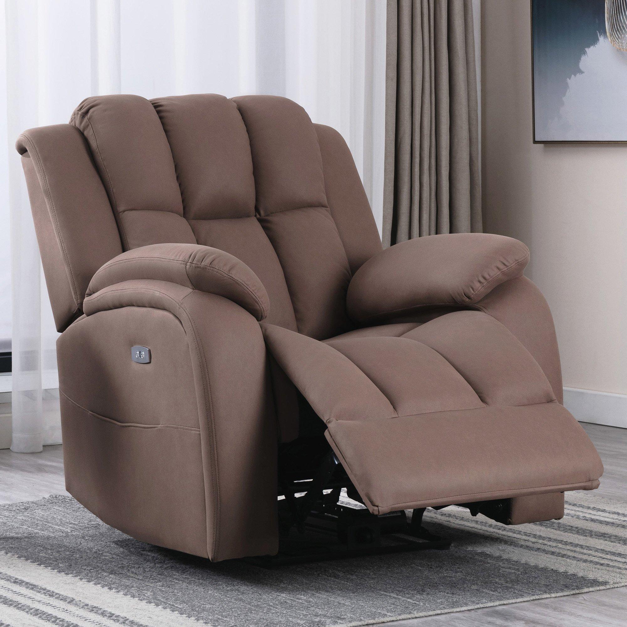 Brookline Electric Technology Fabric Auto Recliner USB Lounge Chair